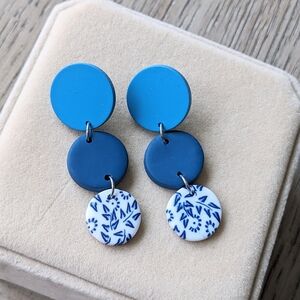 Blue and White Dangle Earrings